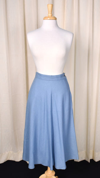 1950s Vintage Sky Blue A line Skirt Cats Like Us