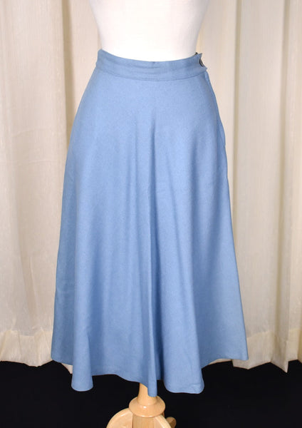 1950s Vintage Sky Blue A line Skirt Cats Like Us