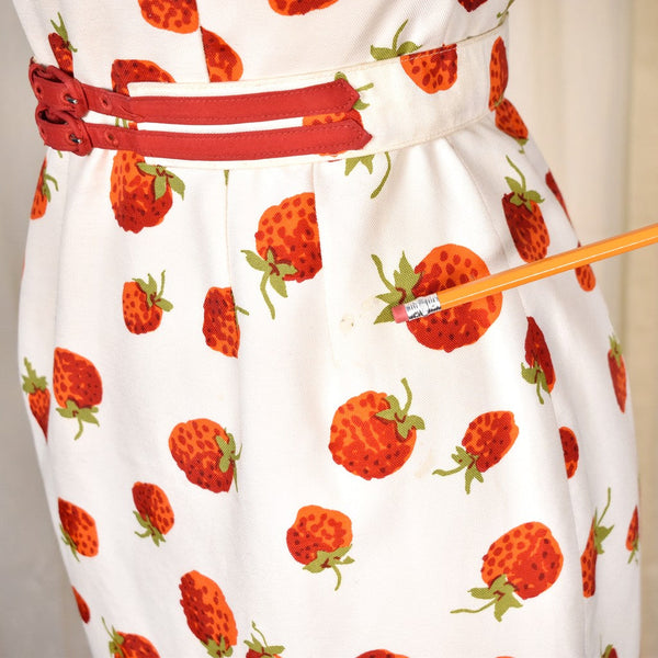 1950s Vintage Strawberry Wiggle Dress Cats Like Us