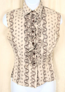 1950s Vintage Tan Ruffle Eyelet Blouse Cats Like Us