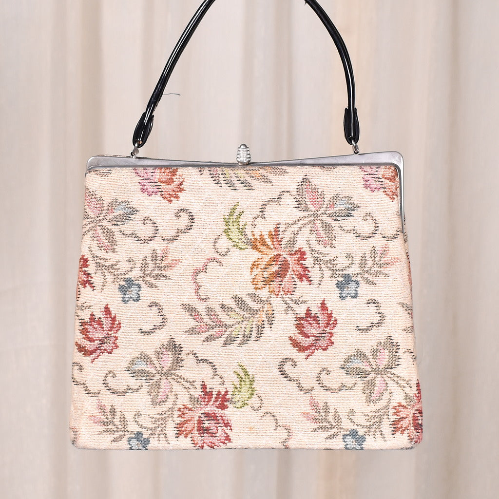 1950s Vintage Tan Tapestry Handbag Cats Like Us