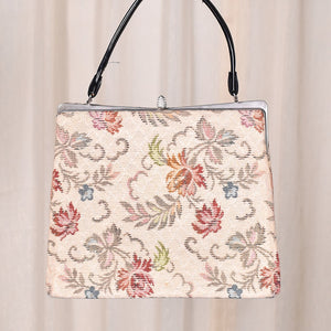 1950s Vintage Tan Tapestry Handbag Cats Like Us