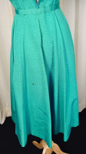 1950s Vintage Teal Rhinestone Swing Dress Cats Like Us