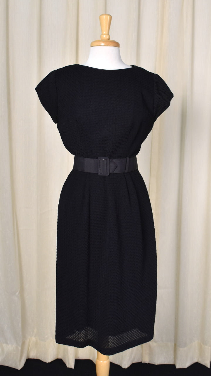 1950s Vintage Textured Black Sheath Dress Cats Like Us