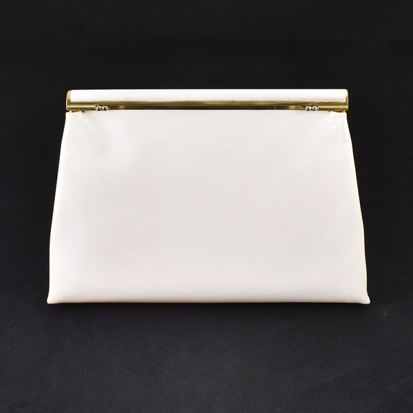 1950s Vintage White Patent Leaf Clutch Cats Like Us