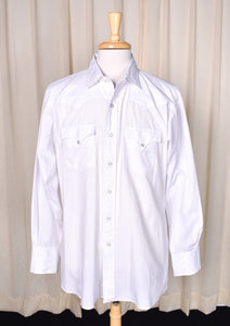 1950s Vintage White Western Shirt Cats Like Us