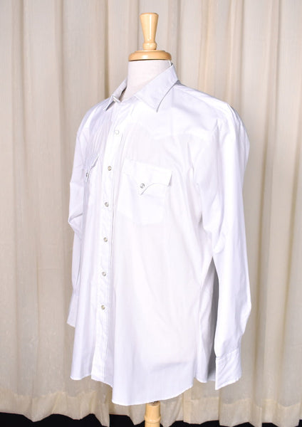1950s Vintage White Western Shirt Cats Like Us