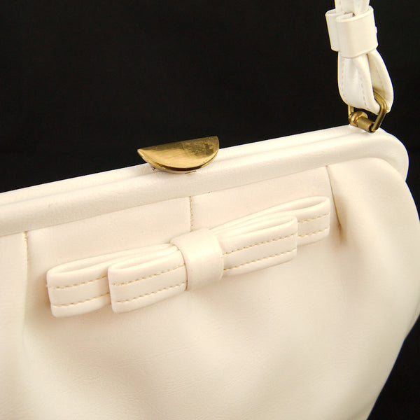 1950s White Bow Handbag Cats Like Us