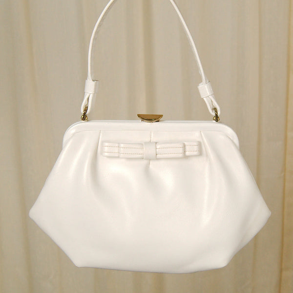 1950s White Bow Handbag Cats Like Us