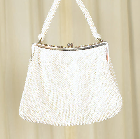 1950s White Candy Dot Vintage Handbag Cats Like Us