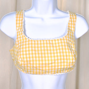1950s Yellow Gingham Crop Top Cats Like Us