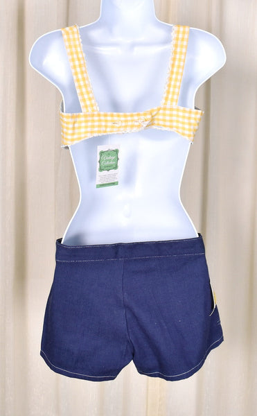 1950s Yellow Gingham Crop Top Cats Like Us