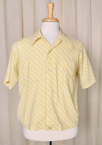 1950s Yellow Plaid Shirt Cats Like Us