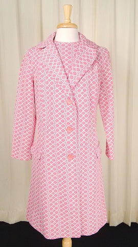 1960s Artsy Pink Dress w Coat Cats Like Us