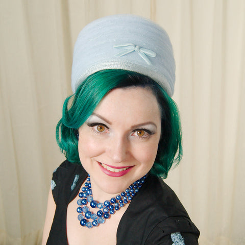 1960s Baby Blue Pillbox Hat Cats Like Us