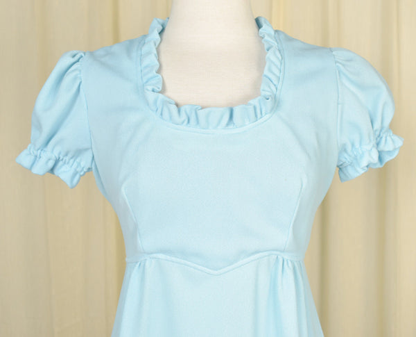 1960s Baby Blue Vintage Maxi Dress Cats Like Us