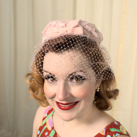 1960s Baby Pink Pillbox Hat Cats Like Us