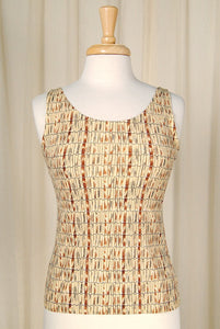 1960s Bamboo Print Tank Top Cats Like Us