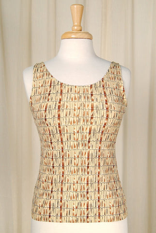 1960s Bamboo Print Tank Top Cats Like Us
