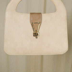 1960s Beige Textured Handbag Cats Like Us