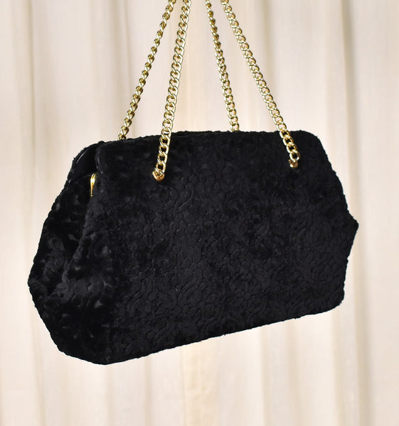 1960s Black Carpet Vintage Handbag Cats Like Us