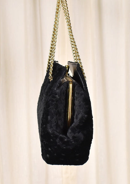 1960s Black Carpet Vintage Handbag Cats Like Us