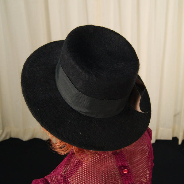 1960s Black Mohair Hat with Bow Cats Like Us