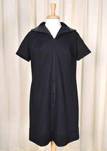 1960s Black Sailor Shift Dress Cats Like Us