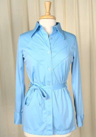 1960s Blue Belted Blouse Cats Like Us