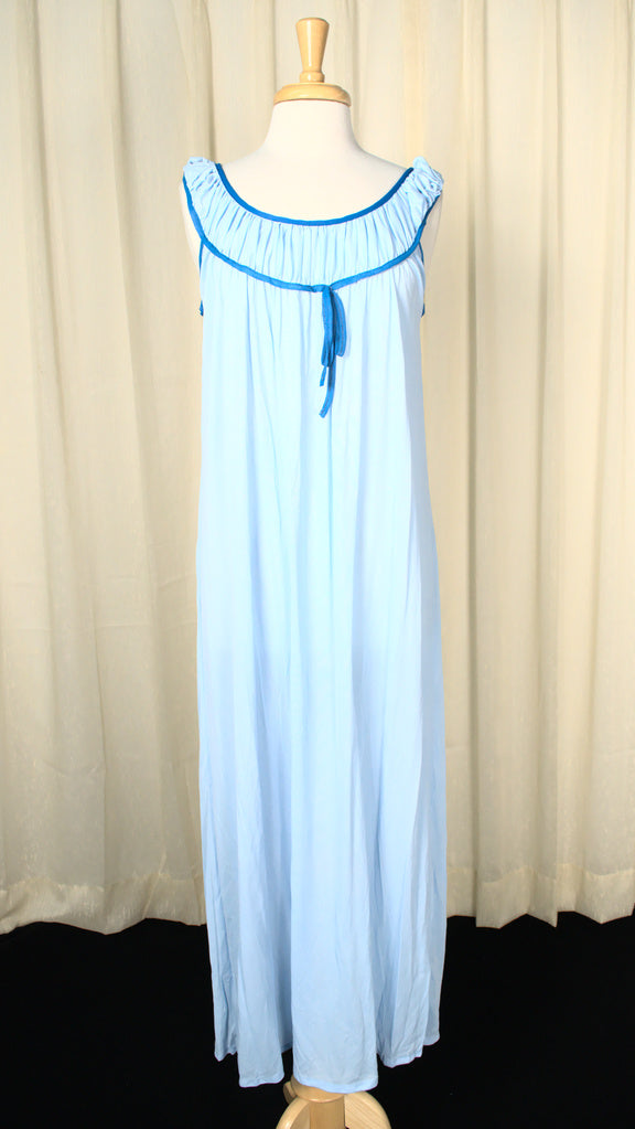 1960s Blue Bow Night Gown Cats Like Us