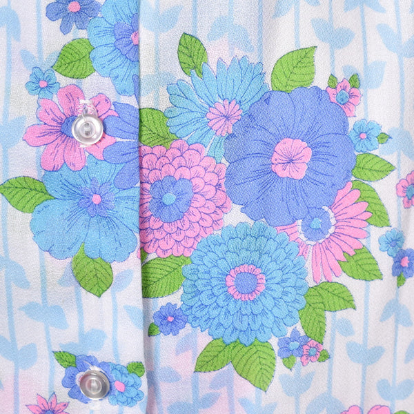1960s Blue Floral Vintage Shirt Dress Cats Like Us