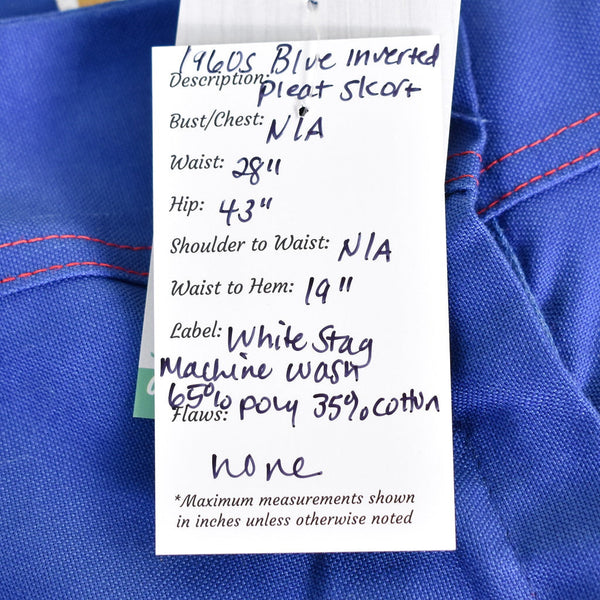 1960s Blue Pleat Skort Skirt Cats Like Us