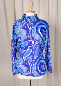 1960s Blue Psychedelic Leaf Top Cats Like Us