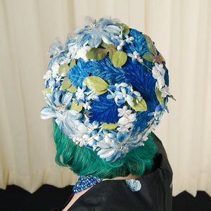 1960s Blue Velvet Floral Hat Cats Like Us