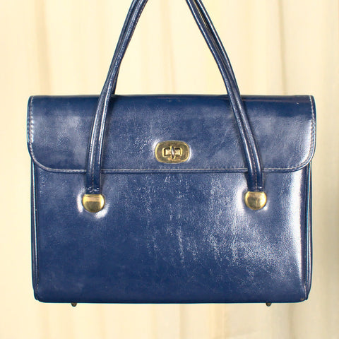 1960s Blue Vinyl Handbag Cats Like Us