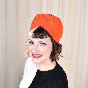 1960s Bright Red Fabric Vintage Turban Cats Like Us