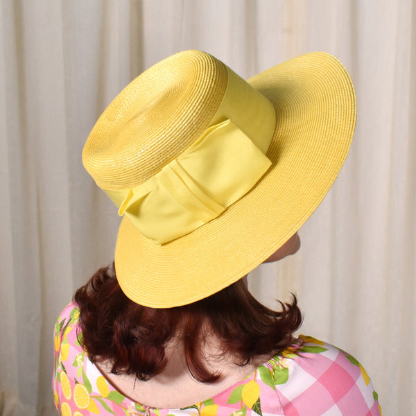 1960s Bright Yellow Straw Hat Cats Like Us