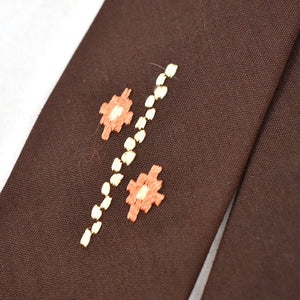 1960s Brown Embroidered Tie Cats Like Us