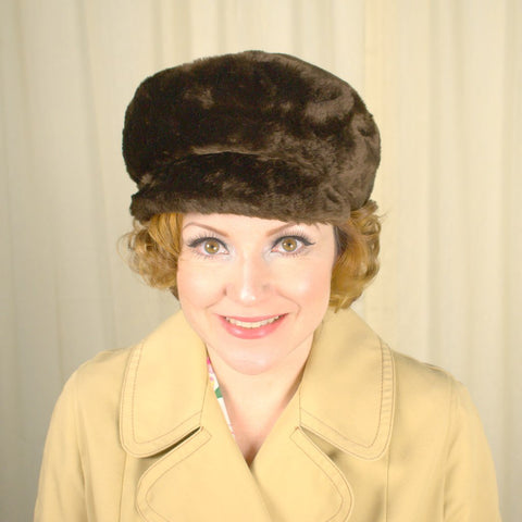 1960s Brown Faux Fur Hat Cats Like Us