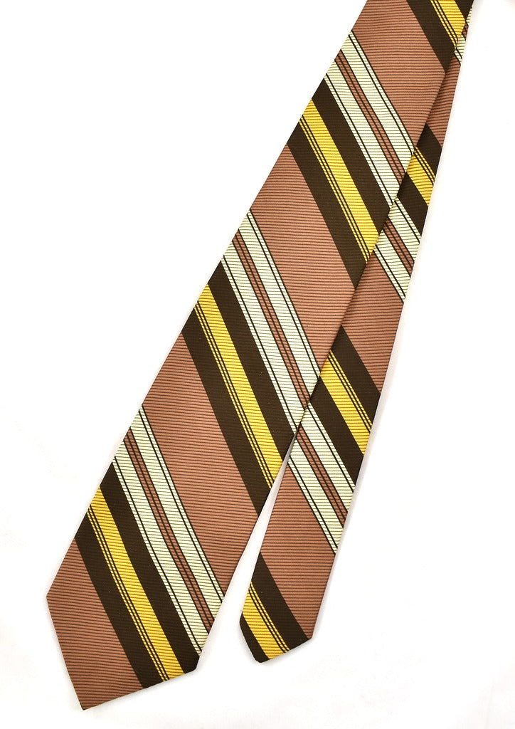 1960s Brown Mustard Striped Tie Cats Like Us
