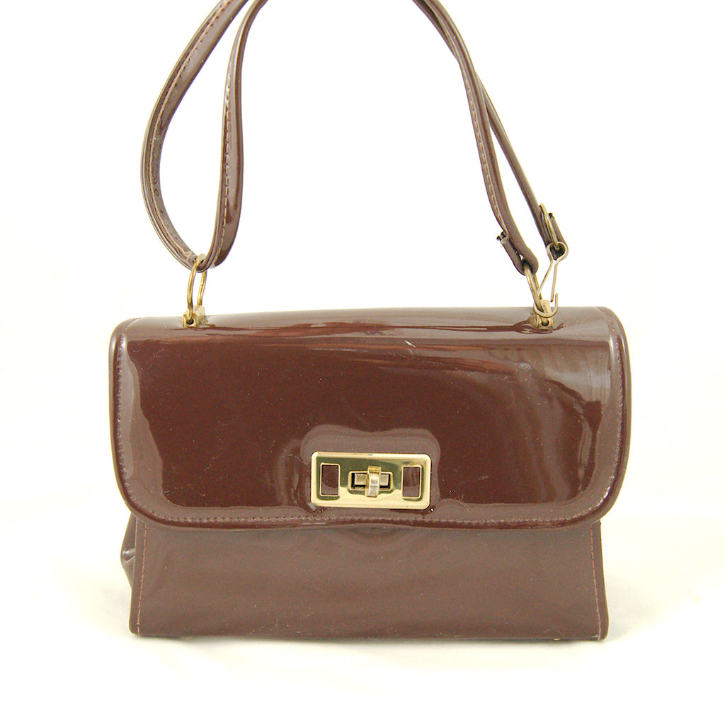 1960s Brown Patent Handbag Cats Like Us