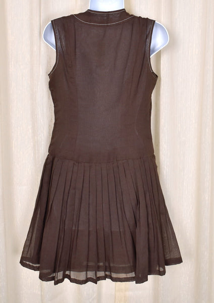 1960s Brown Pleated Vintage Dress Cats Like Us