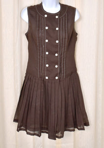1960s Brown Pleated Vintage Dress Cats Like Us