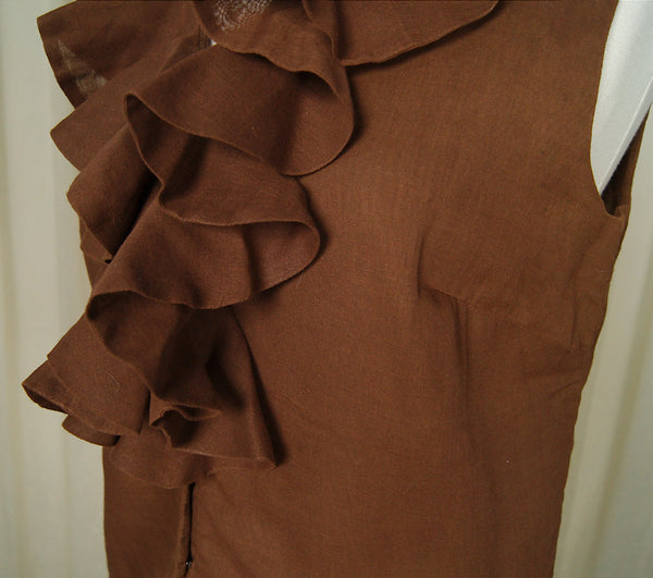 1960s Brown Ruffle Blouse Cats Like Us