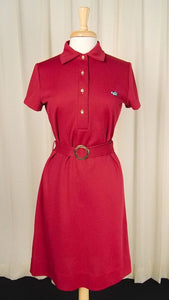 1960s Burgundy Polo Shirt Dress Cats Like Us