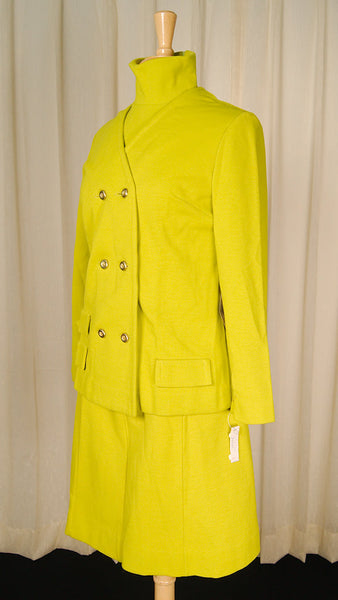 1960s Chartreuse Skirt Suit Cats Like Us