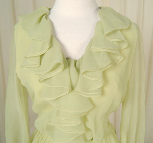 1960s Chiffon Lime Ruffle Dress Cats Like Us