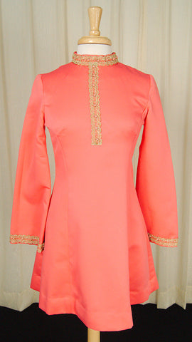 1960s Coral Beaded Mini Dress Cats Like Us