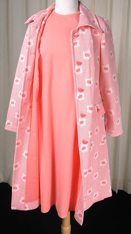 1960s Coral Floral Dress & Coat Cats Like Us