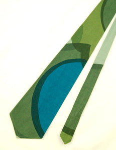 1960s Cotton Green Abstract Tie Cats Like Us